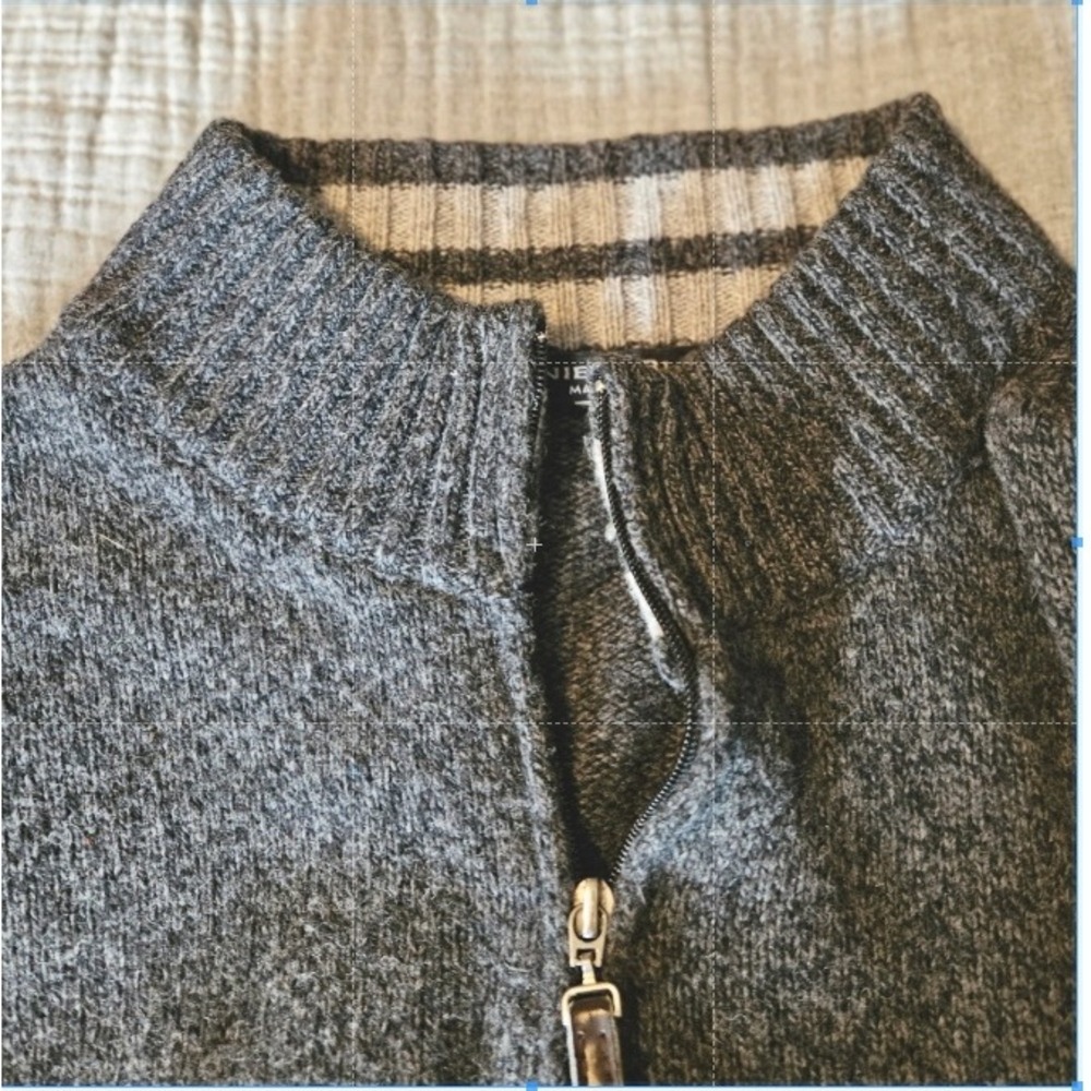 Daniele Blasi Men's Gray Wool Quarter-Zip Sweater XL Pull-Over Made in Italy - Picture 5 of 6